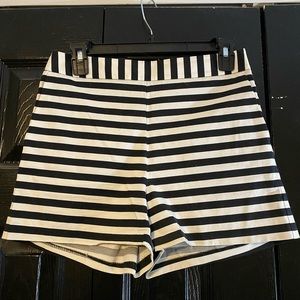 High Waisted Black and White Striped Shorts